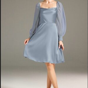 Elegant Blue Chiffon Dress